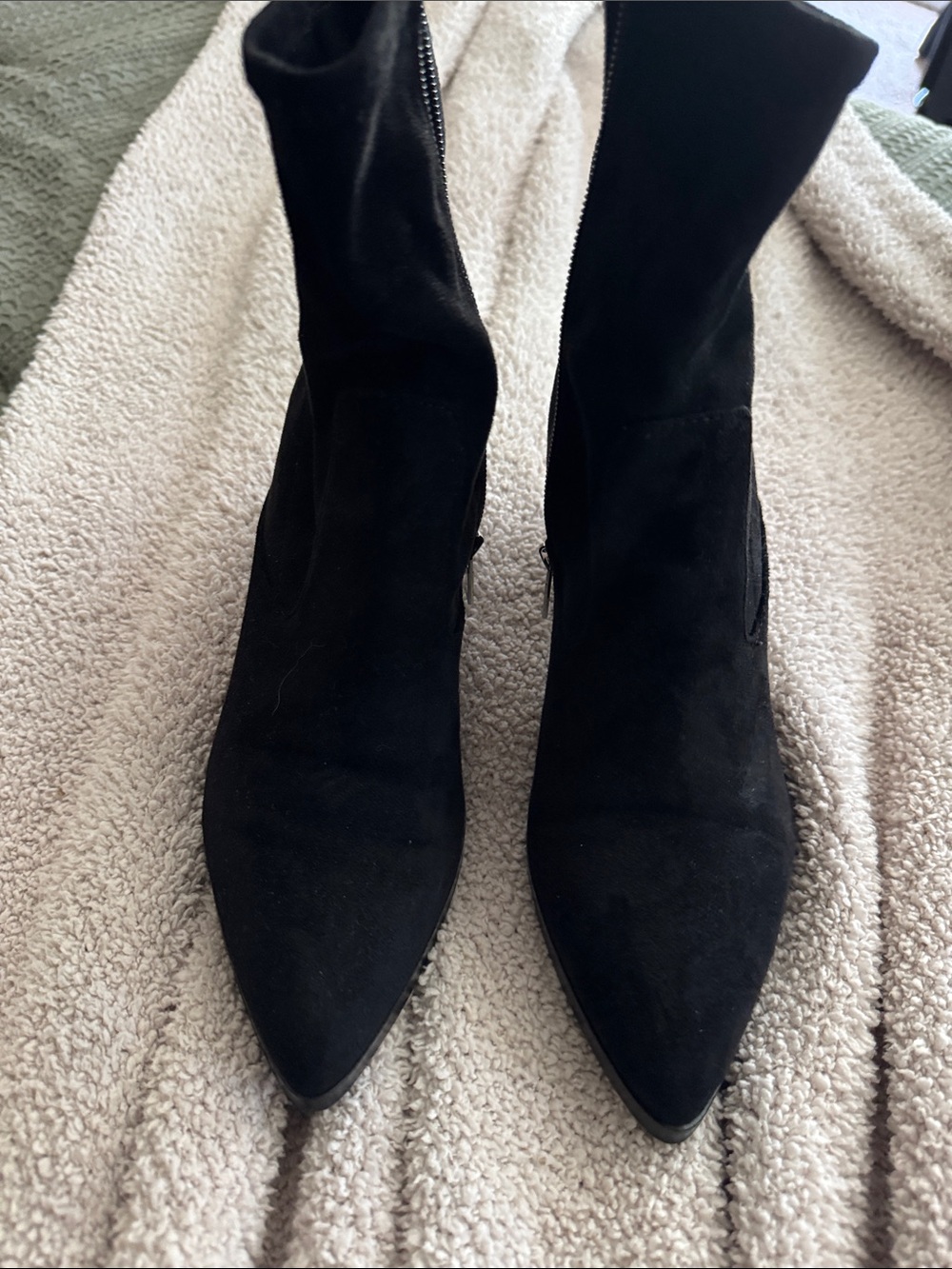 Marc Fisher Black Suede Pointed Ankle Booties